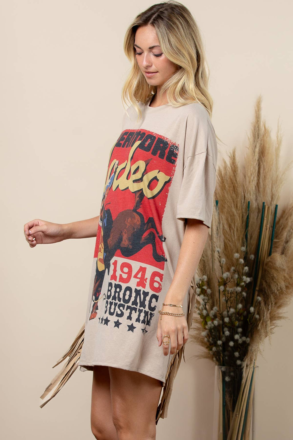 D1593-Nicole-Western Wildwood Bronc  Print Loose Fit Mini Dr