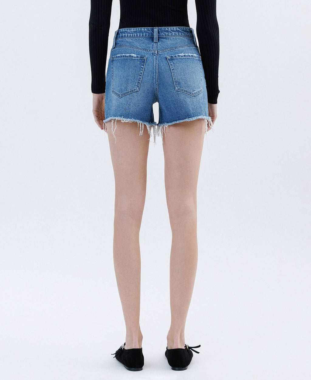 VERVET HIGH RISE RAW HEM DENIM SHORTS