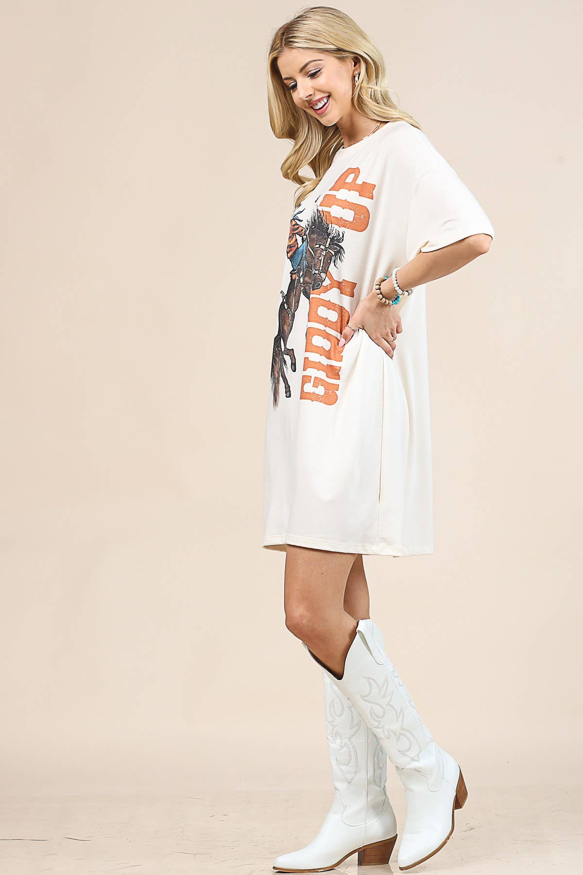 AV1202-Lore-Western Giddy Up Graphic T Shirt Dress