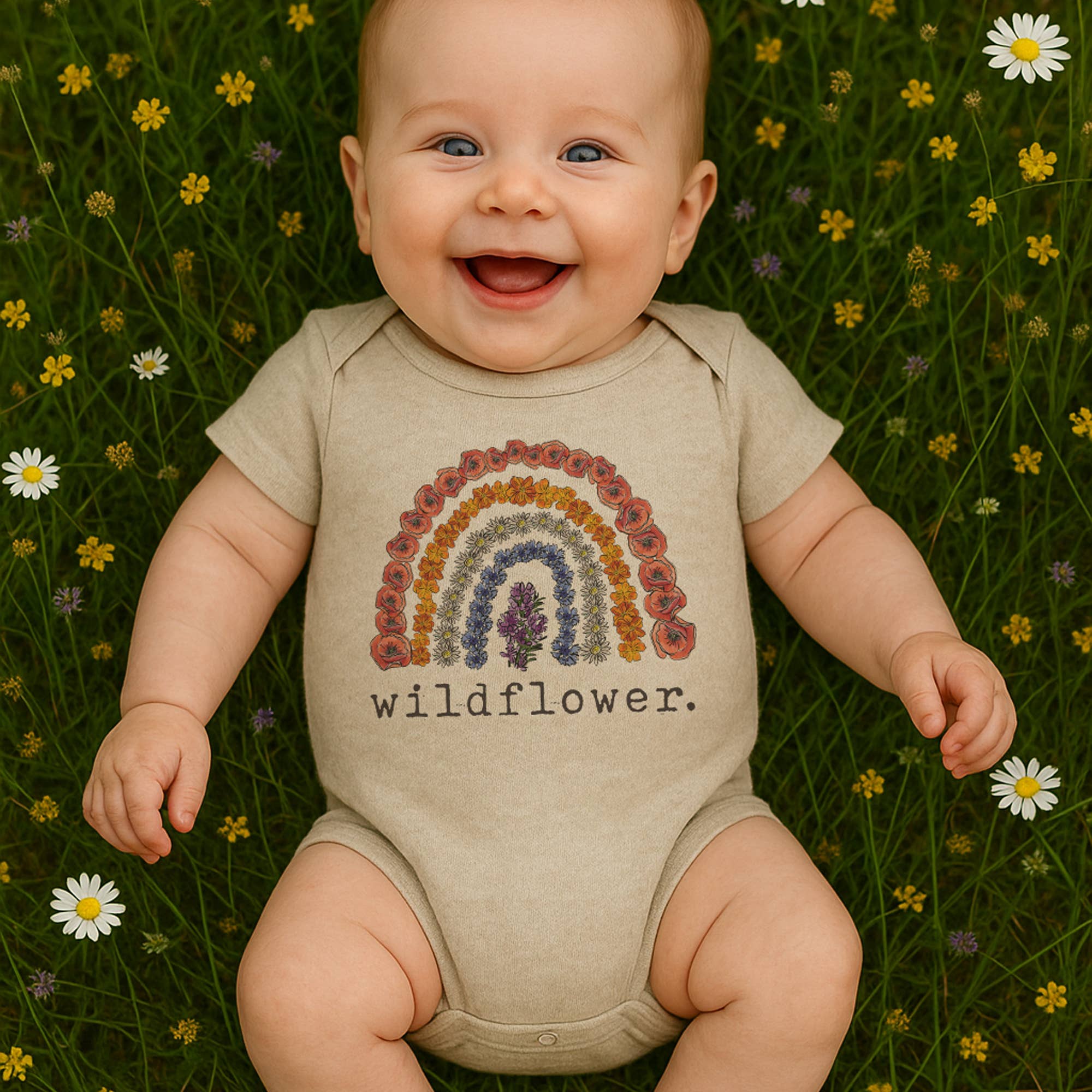 "Wildflower" Baby girl Nature Clothing Rainbow Bodysuit