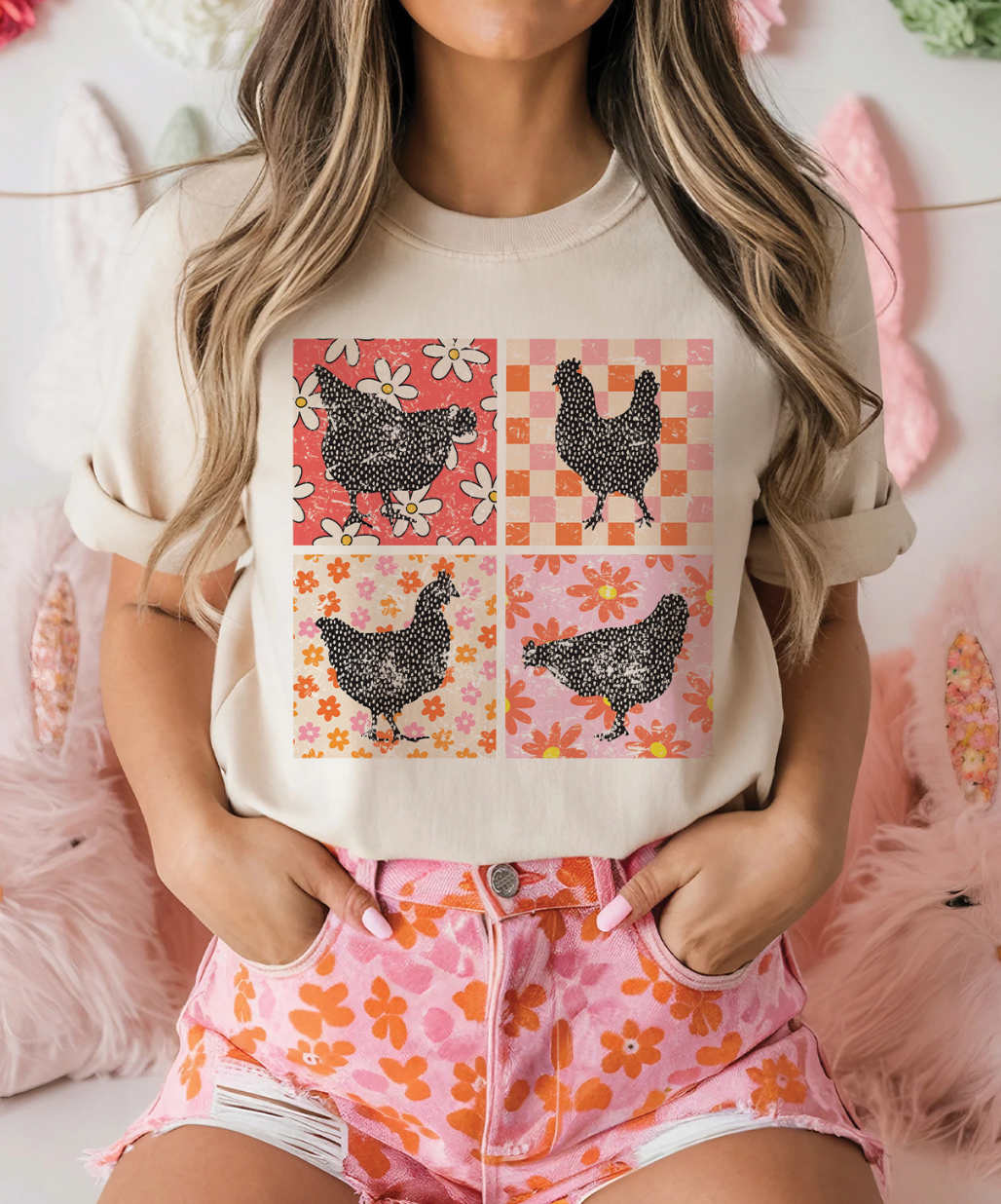 Spring Chickens - Cream Tee
