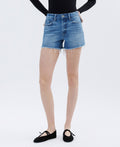 VERVET HIGH RISE RAW HEM DENIM SHORTS