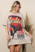 D1593-Nicole-Western Wildwood Bronc  Print Loose Fit Mini Dr